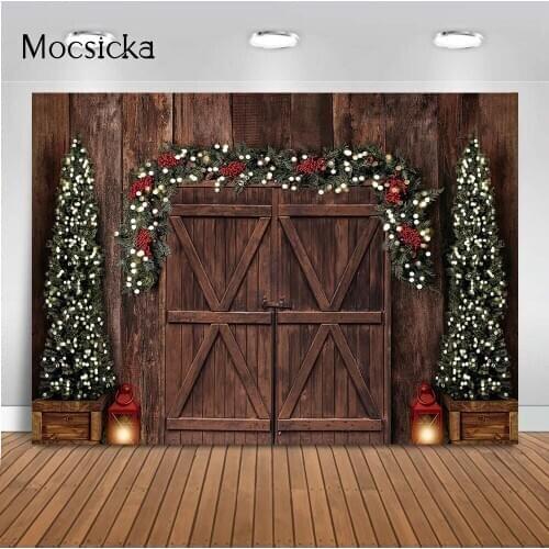 Rustic wood Christmas wall photography backdrop vintage light Christmas tree photo background studio warehouse x-mas decoration