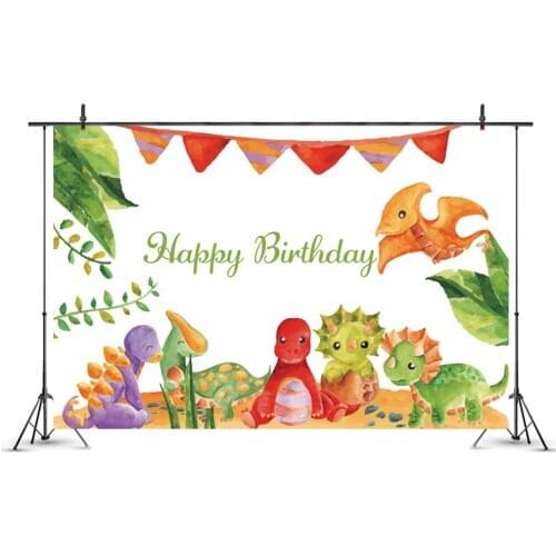 Cartoon Rainforest Animals Happy Birthday Backdrop Photography Background Photo Booth Studio Decor