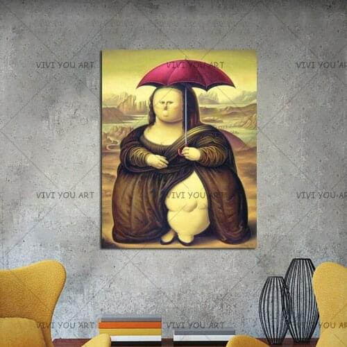 Canvas Handmade by Da Vinci Mona Lisa giclee Cartoom Picture on canvas famous oil painting reproduction high quality For Room