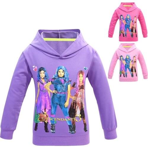 Descendants 3 Printed Hoodies Kids Sweatshirts Fashion Kids Hooded T Shirt Baby Toddler Girls Coat Kpop Girls Harajuku Tops