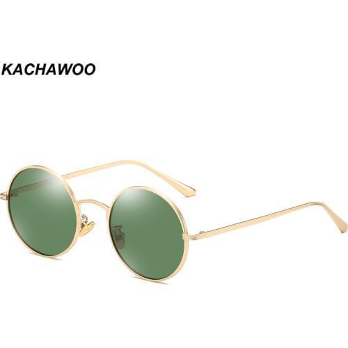 Kachawoo round polarized sunglasses for women metal gold green retro sun glasses man driving full rim style unisex eyewear