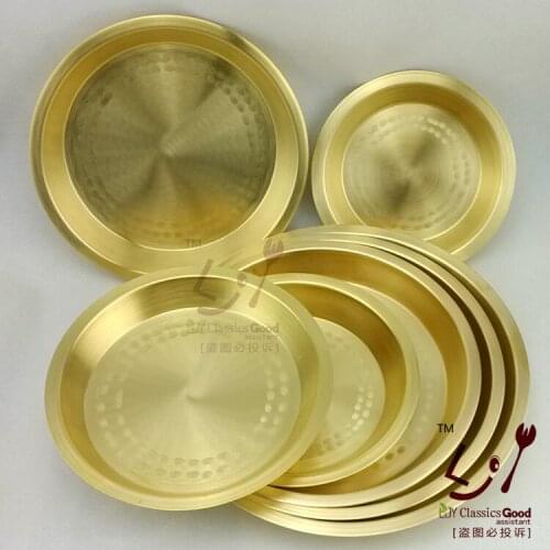 Copper dish plate chicken pot thick handmade pure brass steamed chicken plate steam thickening tableware