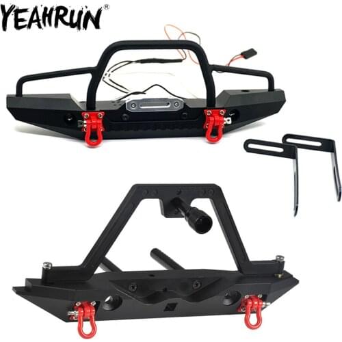 YEAHRUN Metal Aluminum Front Rear Bumper with Winch Mount LED Light for Traxxas TRX4 TRX-4 1/10 RC Crawler Car Parts Accessories