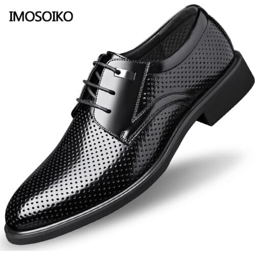 Spring and Summer Hollowed Out Mens Leather Shoes Are Increased in Formal Wear Business Genuine Leather Cowhide Casual Shoes 48