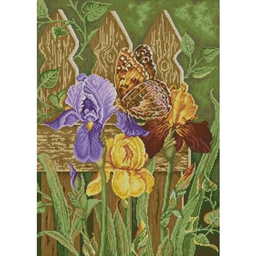 Bouquet Irises Butterfly iris flower Cross Stitch Kits Needlework 14CT Unprinted Embroidered Top Quality DIY Handmade Decoration