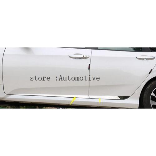 2016 2017 2018 for HONDA CIVIC CHROME BODY MOLDING DOOR SIDE LINE GARNISH TRIM COVER PROTECTOR LINING STRIP STAINLESS 4PCS