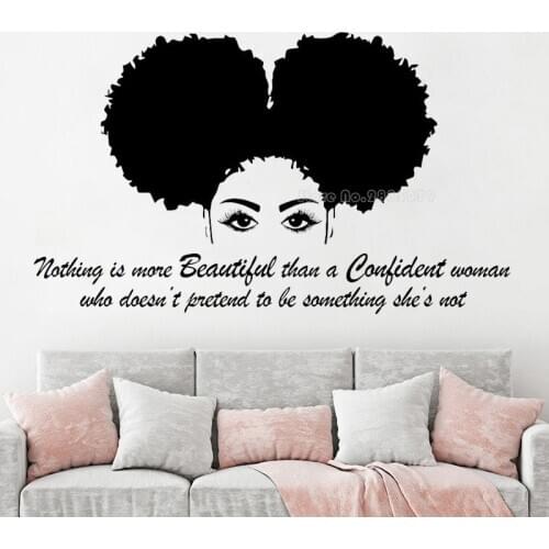 African Woman Wall Art Decal Beautiful Afro Black Girl Vinyl Wall Stickers Living Room Woman Bedroom Murals Home Decor LL2473