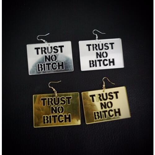 Nightclub hipsters streets Show hiphop Earrings for Women Fashion Square mirror Letter earrings E18073