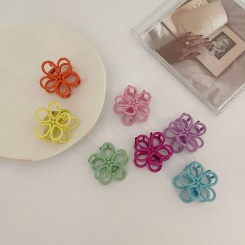 2021 New Metal Flower Shape Headwear Fashion Hair Accessories Headdress Barrette Mini Hair Claw Candy Color Hair Clip Hairpin