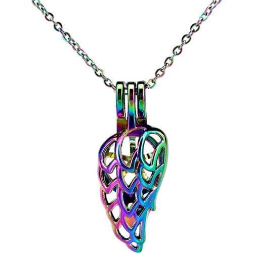 C837 COLORS Beauty Feather Wings Necklace Pendant Aroma Essential Oil Diffuser Fun Gift
