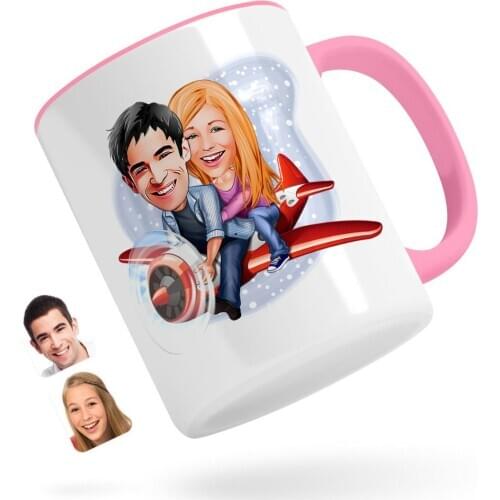 Personalized Valentine Caricature Of Pink Mug Bardak-11