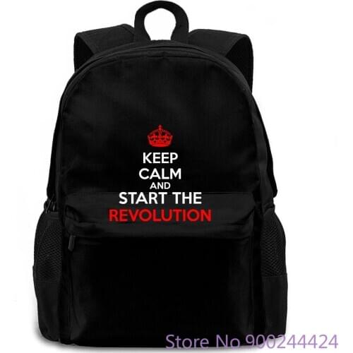 Keep Calm and Start The Revolution New Design Hipster women men backpack laptop travel school adult student