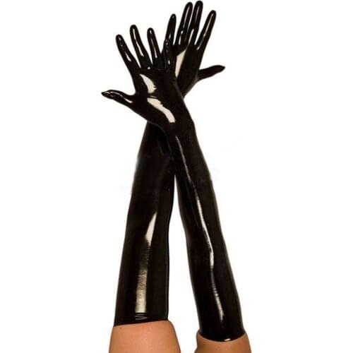 Adult Sexy Long Latex Gloves Black Ladies Hip-pop Fetish Faux Leather Gloves Clubwear Sexy Catsuit Cosplay Costumes Accessory