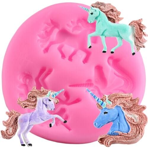 3D Unicorn Silicone Molds Fondant Mould DIY Baby Birthday Cake Decorating Tools Candy Polymer Clay Chocolate Gumpaste Moulds