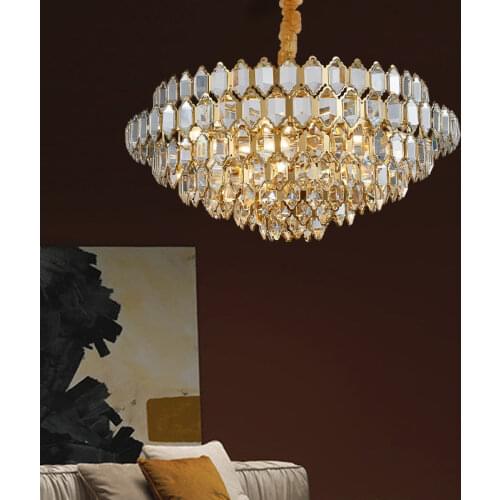 Modern Style Used In Living Room Bedroom Dining Room Lamp Stainless Steel Golden Luster Suspended Crystal Chandelier