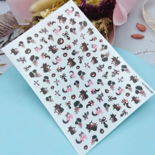 Japanese Style 3d DIY Fashion Hot Selling Nail Stickers Cats & Dogs New Arrival Back Glue Adhesive Dry Nail Decals Manicure Girl