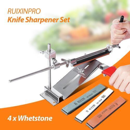 Knife Sharpener Ruixin Pro III All Iron Steel Professional Chef Knife Sharpener Kitchen Sharpening System Fix-angle 4 Whetston