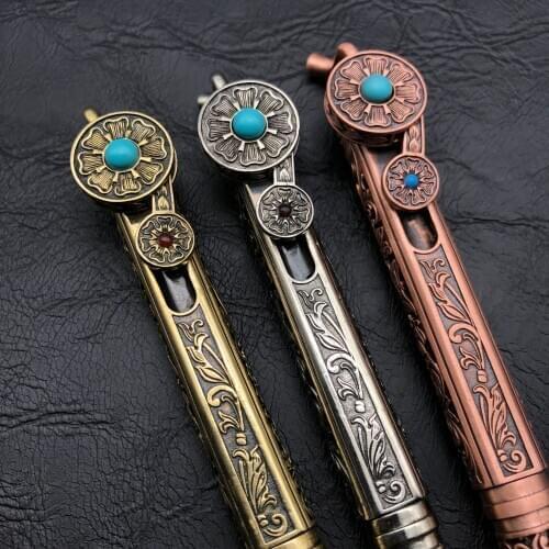 Vintage Mechanical Gun Bolt Design Gel Pen Creative Decompression Metal Brass Copper Carving Handmade Pen