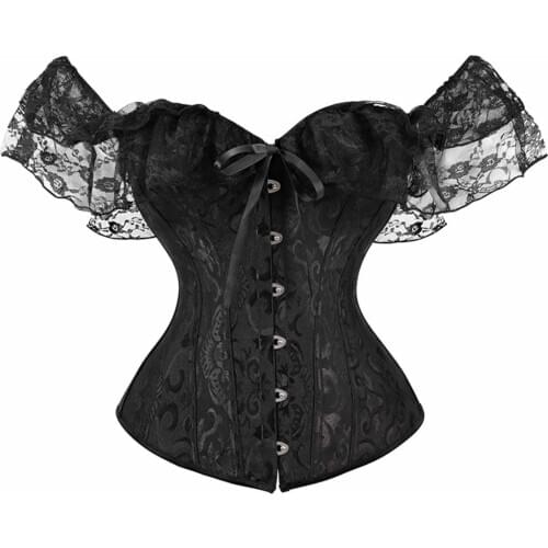 Off the Shoulder Frill Vintage Corset Gothic Cloth Lace Victorian Bustiers Modeling Strap Cincher Slimming Waist Belt Shaper