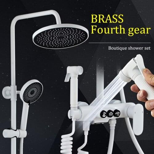 XAOZO Pure White Digital Display Thermostatic Shower Set Household Bathroom Rainfull Copper Smart Shower