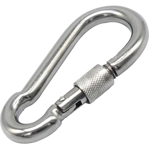 4 inch 10mm Stainless Steel Heavy Duty Carabiner Clips with Screw Locking Snap Hook Quick Links Safety Chain Rigging Accessories