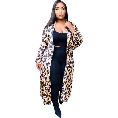 New Style Womens Outerwear, Fashionable, Loose, Long, Leopard Print, Cardigan, Jacket, Top