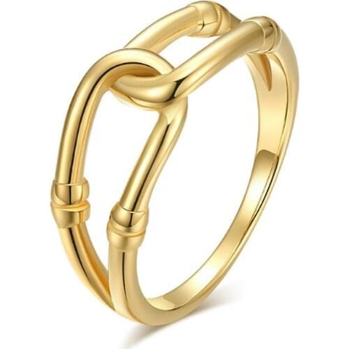 Stainless Steel Gold Minimalist Hollow Knot Women Ladies Finger Ring Jewelry Gift For Him Size 6-9