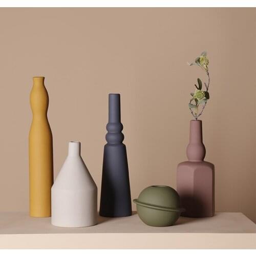1pcs Nordic Ins Ceramic Vase Ornaments Crafts Vegetarian Ceramic Flower Pot Art Vases Home Decoration Ornament Gifts