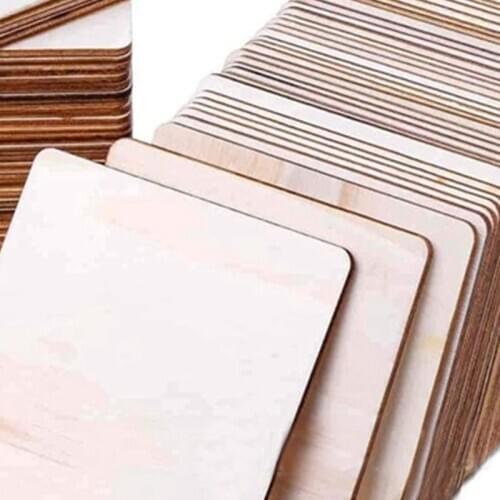 10X10cm Square Wood Chips Natural Unfinished Wood DIY Handmade Wooden Crafts Kids Painting Toy Wedding Birthday Party Decoration