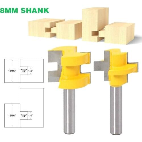 High Quality 2PCS 8mm Shank Carving Knife Square Tooth T-Slot Tenon Milling Cutter Router Bits for Wood Tool Woodworking