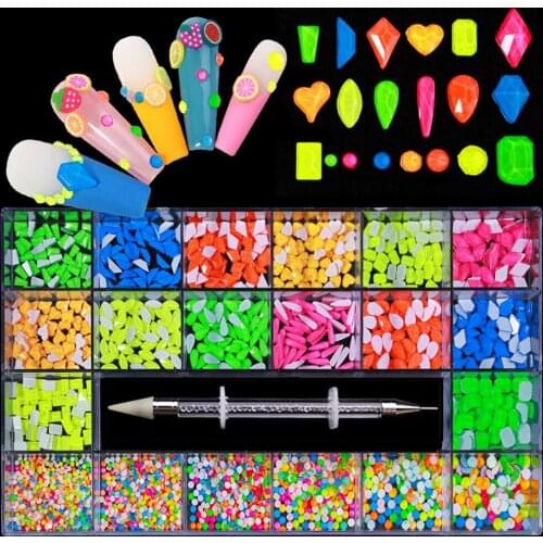 3100 Pcs/box Mixed Glass Crystal Diamond Grids 21 Shape Flatback Nail Art Rhinestone Set With 1 Pick Up Pen Nail Decorations
