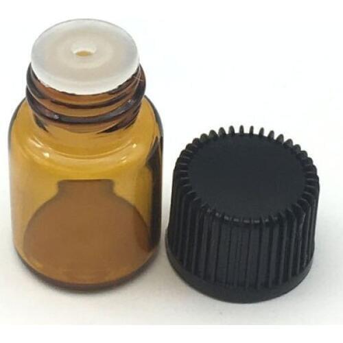 5pcs 2ml Small Glass Vials with Orifice Reducer Screw Cap Small Essential Mini Amber Oil Bottle