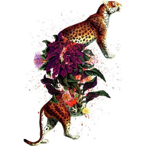 5pcs Beautiful Leopard Waterproof Temporary Tattoos Men Animals tatouage temporaire Temporary Tatoo The Flash Sticker