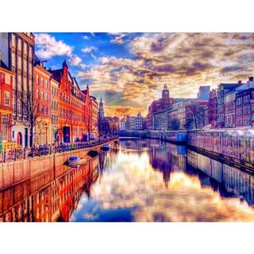 5D Diamond Painting Landscape Full Square/Round Drill Embroidery Cross Stitch City Picture of Rhinestone Crafts Home Decor