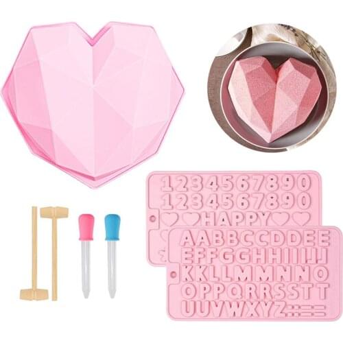 7PCS Chocolate Mold Set Assorted Creative Silicone Non-Stick Easy Release Heart Mold Oil Dropper Bakeware Multicolor