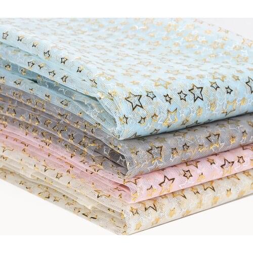 AHB Mesh Fabric Pure Color with Star Yarn Muslin Fabric DIY Cloth Headwear Accessories Wedding Party Decoration 90*150cm 1pc