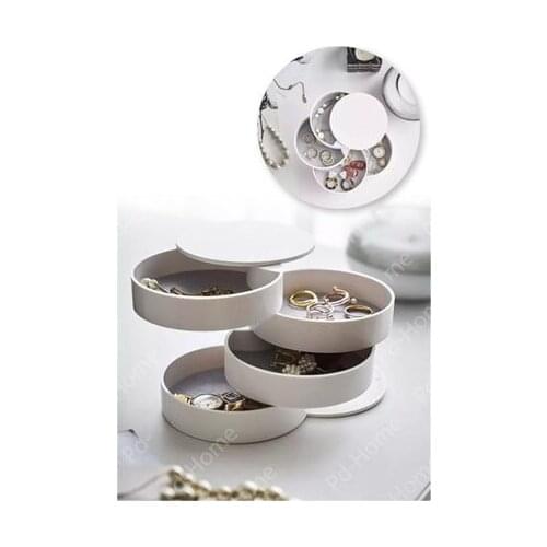 Al-Home 4 decks rotatable cylinder jewelry and makeup box, makeup storage container