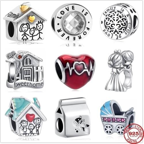 Newst Sweet home family is a circle of love is forever Beads fit Original Pandora Charms Silver 925 Bracelet DIY Women Jewelry