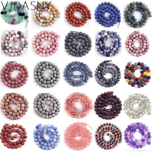 Natural Mix Gem Stone Dull Polished Sodalite Agates Crystal Beads For Jewelry Making 4-12mm Round Loose Beads Diy Bracelets 15