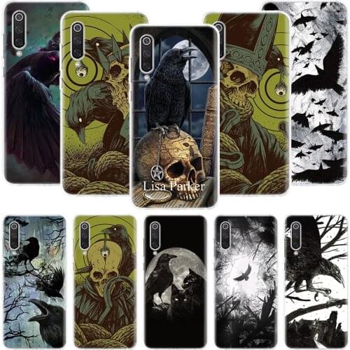 Crow Raven Dark Skull Phone Case For Xiaomi Redmi Note 10 9 8 Pro 9S 8 8T 7 6 5 6A 7A 8A 9A 9C 4X S2 K20 K30 Art Cover Coque