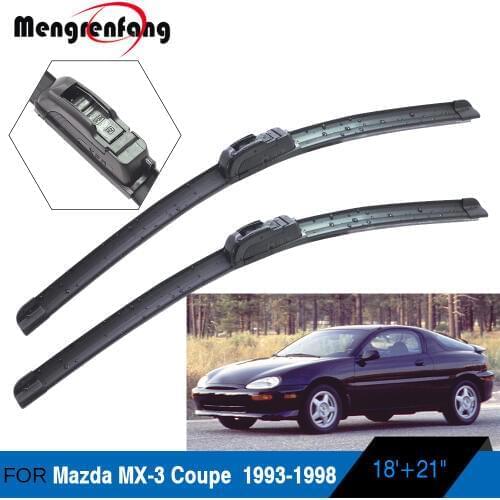 For Mazda MX-3 Coupe Car Front Windscreen Wiper Blades Soft Rubber Wiper J Hook Arms 1993 1994 1995 1996 1997 1998