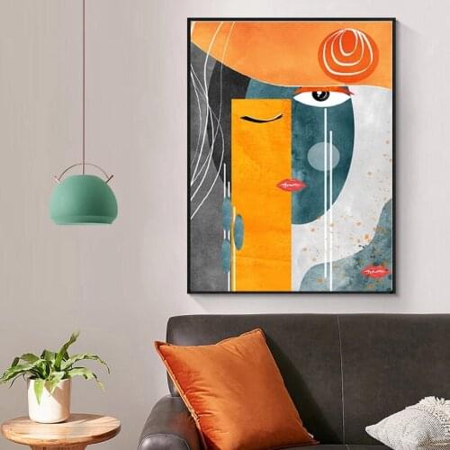Home Decoration Modern Abstract Faces Geometric Canvas Painting Contemporary Wall Art Pictures Posters and Prints Living Room