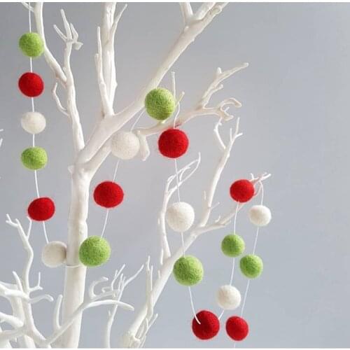 1pc Rainbow Felt Ball Pom Pom Garlands String Ornaments Hanging Garland Banner Photo Prop Birthday Party Home Nursery Decoration