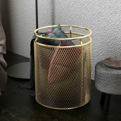 Quality Waterproof Laundry Basket Metal Not Fade Golden Gold Color Dirty Clothes Storage Home Creative Organizer 40*55cm