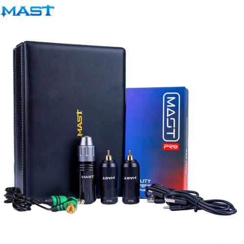 Mast Flex Tattoo Rotary PMU RCA Machine Pen Kit Mini Wireless Battery Power Supply Set Permanent Makeup Pro Needles Cartridge