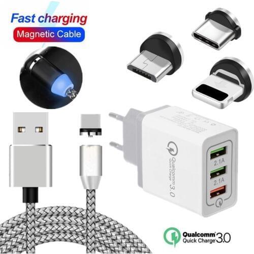 Magnetic Quick Charge 3.0 USB Charger Cable For iphone Samsung XiaoMi Nokia 1 3 5 6 7 8 9 3.1C 3.1A 4.2 3.2 2.2 2.1 5.1 7.1 8.1