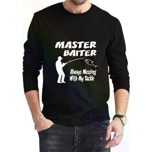 Master Baiter Fishing Logo Classic Black T-Shirt 2021 Newest Summer Mens Long Sleeve Popular Tees Shirt Tops Novel Unisex