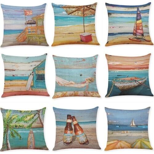 Lovely Square Pillow Cases Ocean Home Decor Throw Pillows Cushions for Sofa Car Bedroom Living Room