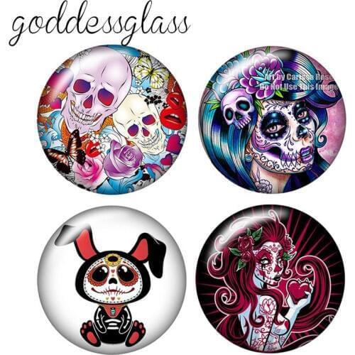 Fashion Skull girl Ghosts 10pcs 12mm/18mm/20mm/25mm Round photo glass cabochon demo flat back Making findings ZB0467