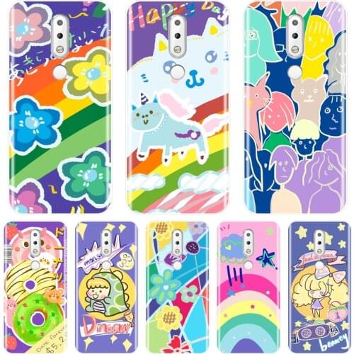 Soft TPU Case For Nokia 2.1 3.1 5.1 6.1 7.1 Plus Case Ultra thin Cute Flower Color Silicone Phone Cases For Nokia 4.2 3.2 Cover